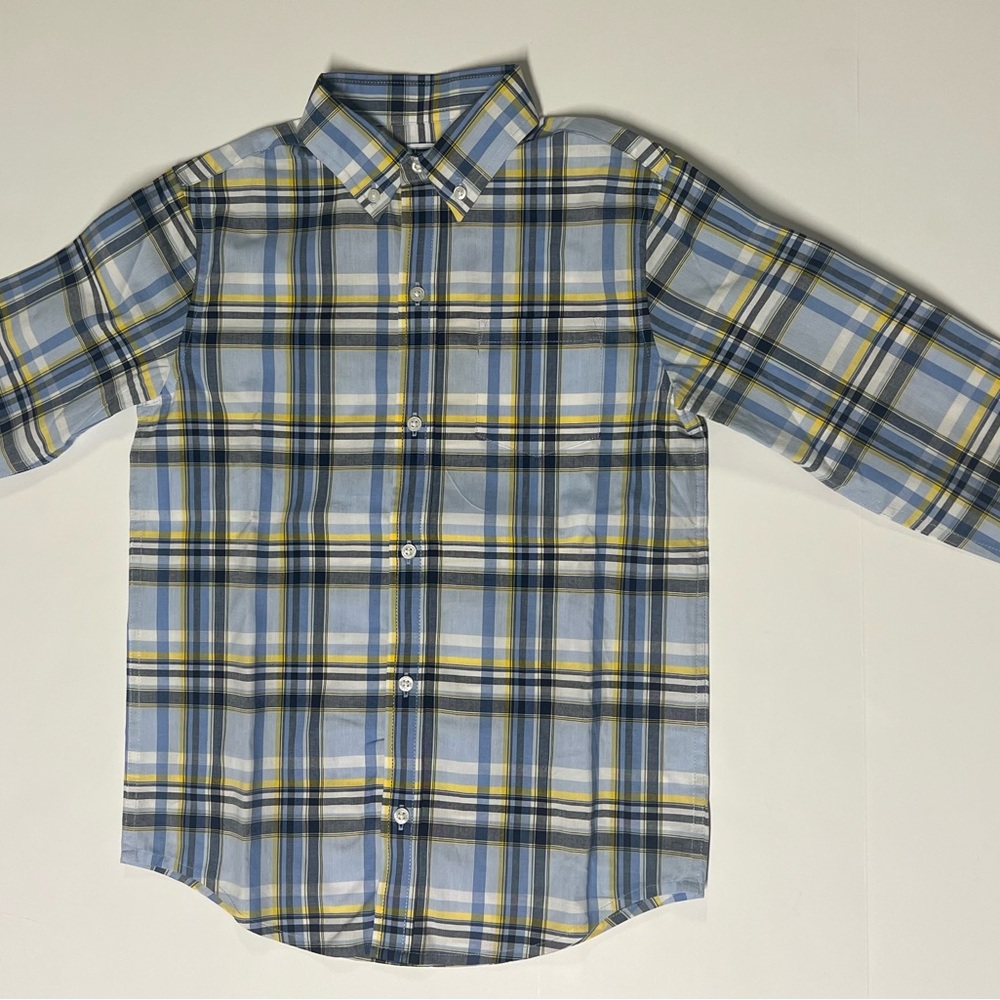 Janie and Jack Blue and Yellow Plaid Button Down Shirt Boys  size 8